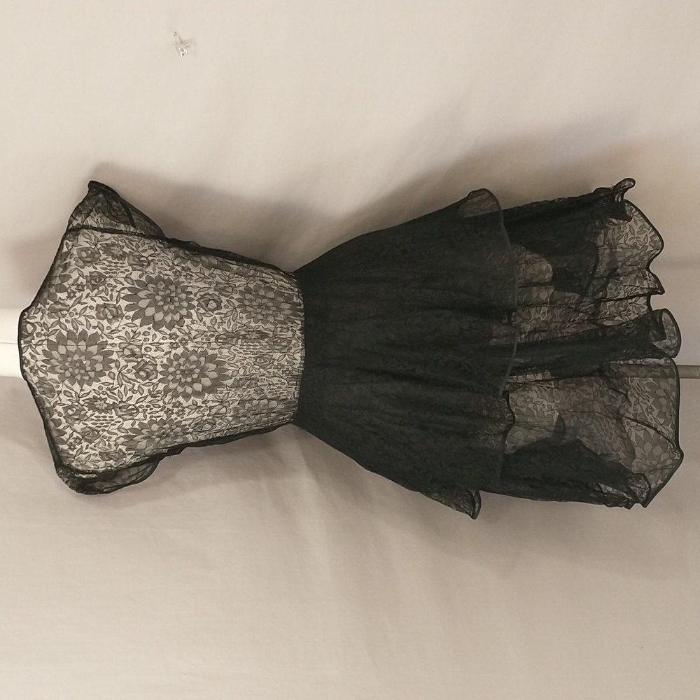 Antique Black Lace Over Dress Amazing Condition Ethereal Feminine Glam SeeMeasur - Picture 5 of 16
